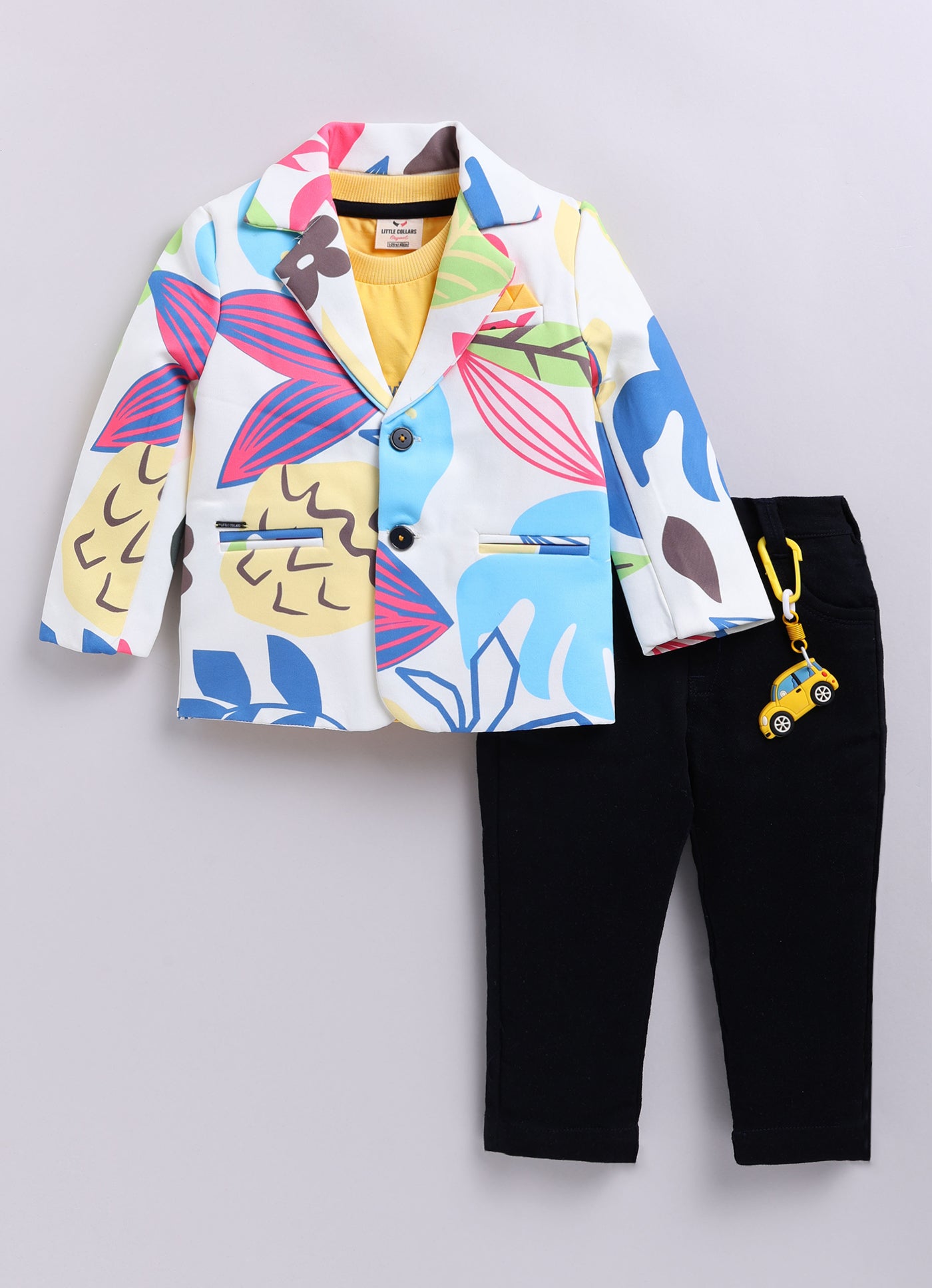 Boys Fun and Bright Blazer, T shirt, Trouser Coat Set - Lemon