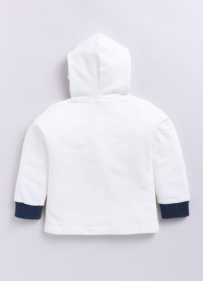 Blended Woven Technical Jacket Gilet with Utility Multi Pockets and Full Sleeves Hooded Teddy T-shirt and Trousers - Blue