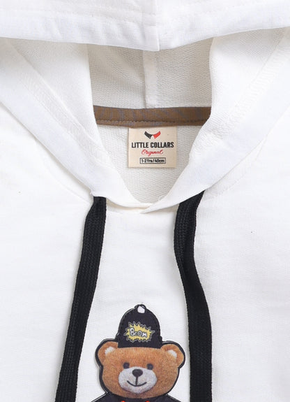 Blended Woven Technical Jacket Gilet with Utility Multi Pockets and Full Sleeves Hooded Teddy T-shirt and Trousers - Khaki