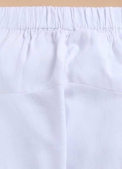 Silk Blended Woven Full Sleeves Pack of 2 Solid Embroidered Kurta Patiala Ethnic Set- White