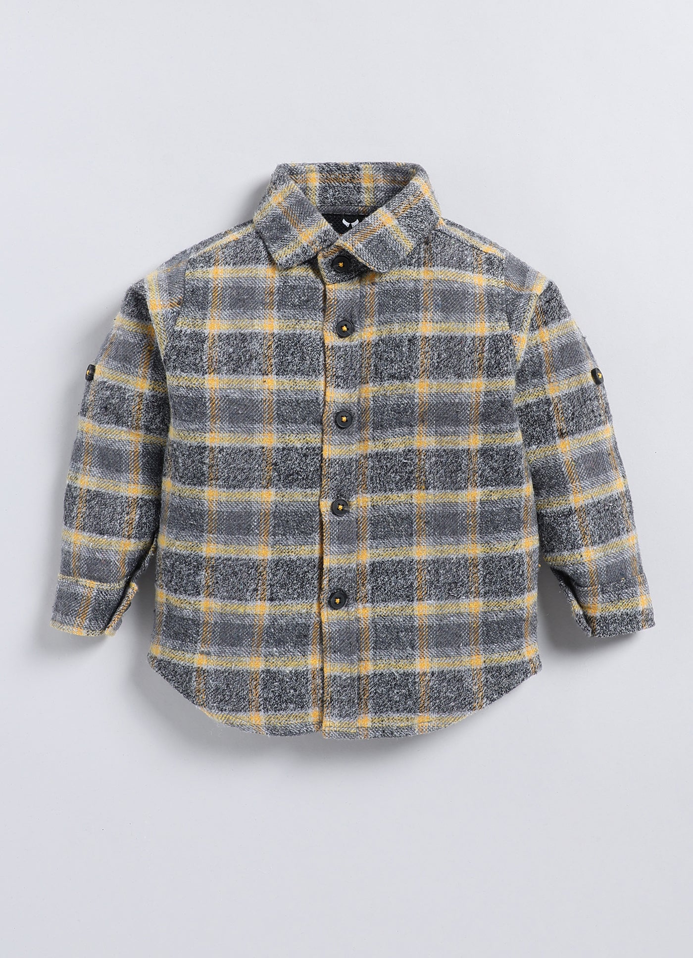 Cotton Denim Woven Full sleeved Washed Jacket with Brushed Checkered Shirt Tshirt and Trousers - Mustard