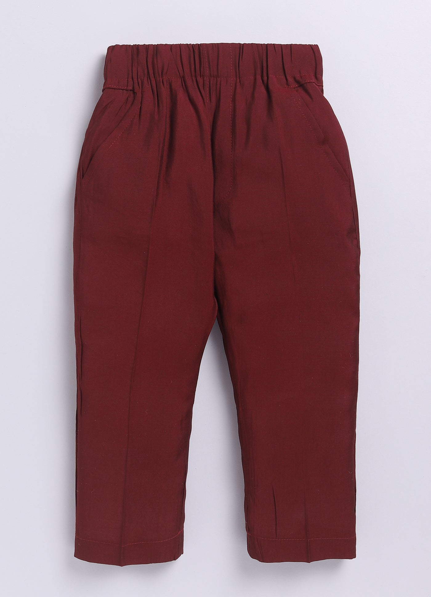 Silk Blended Woven Full Sleeves Floral Printed Nehru Jacket and Solid Kurta Pajama Ethnic Set- Maroon