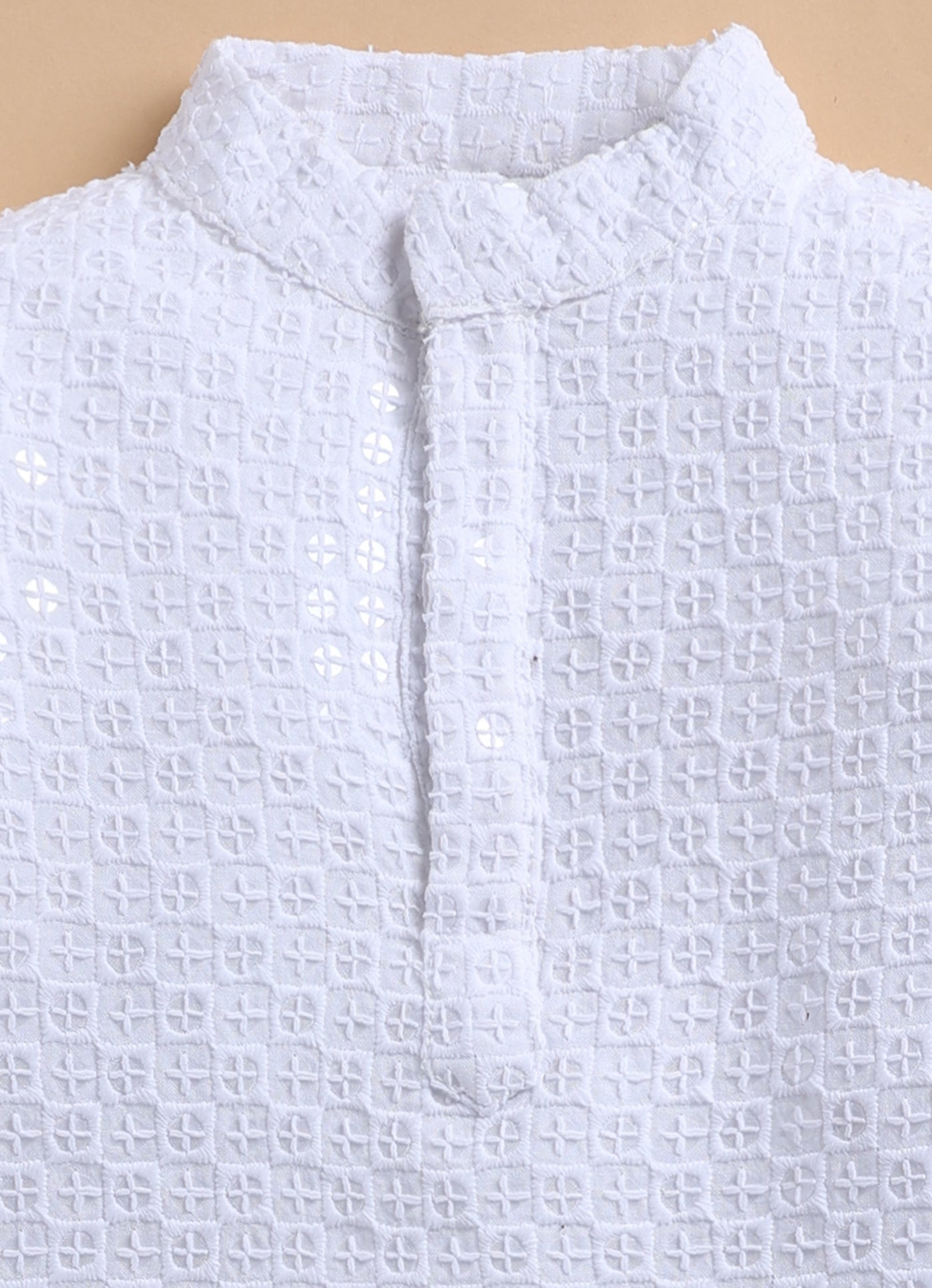 Silk Blended Woven Full Sleeves Pack of 2 Solid Embroidered Kurta Patiala Ethnic Set- White