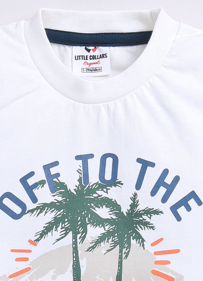 Cotton Woven Full Sleeves Stripes Shacket with Embroidery Printed T-shirt and Pants Casual Set-Blue