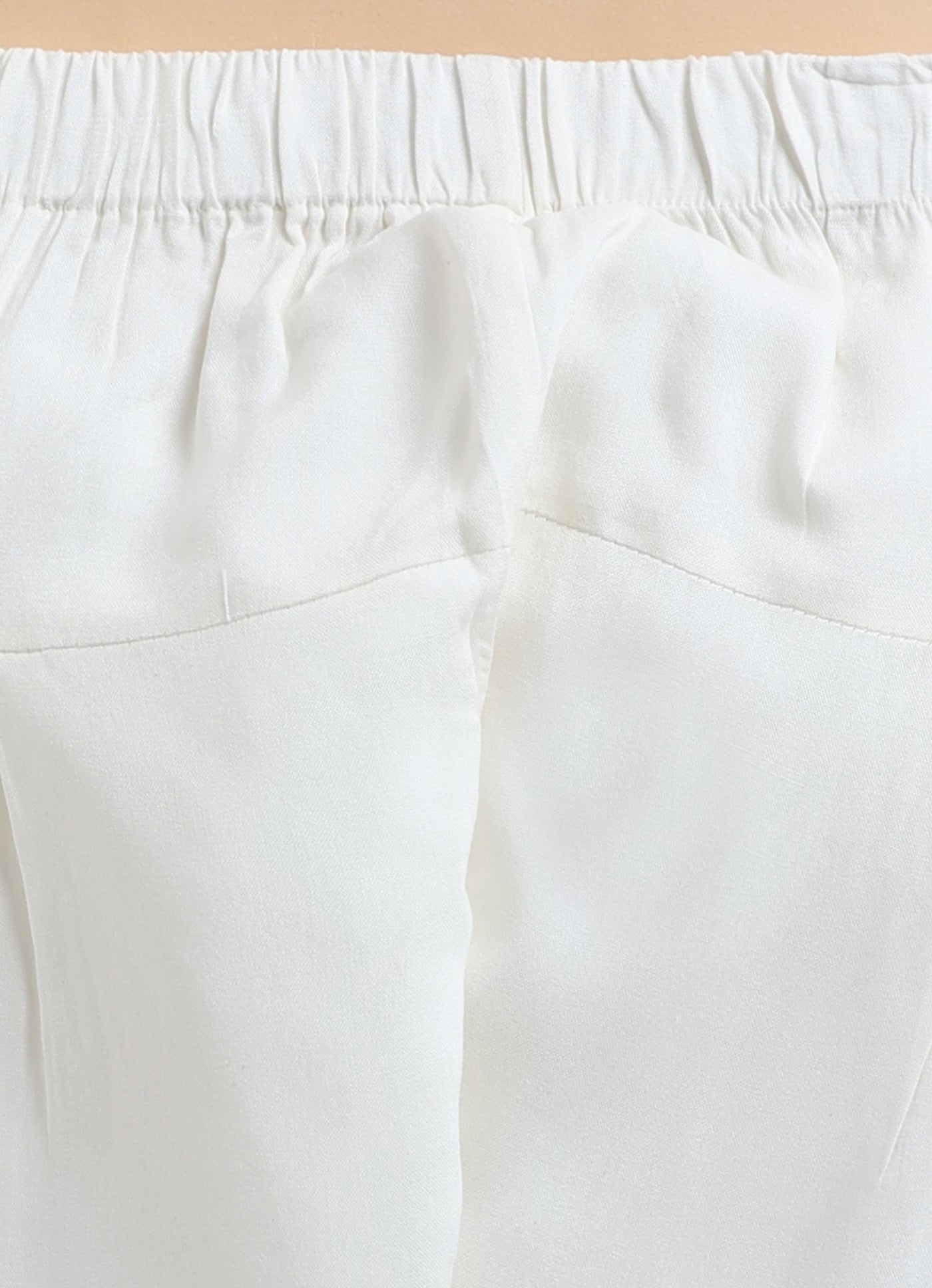 Silk Blended Woven Full Sleeves Pack of 2 Solid Embroidered Kurta Patiala Ethnic Set- Off White