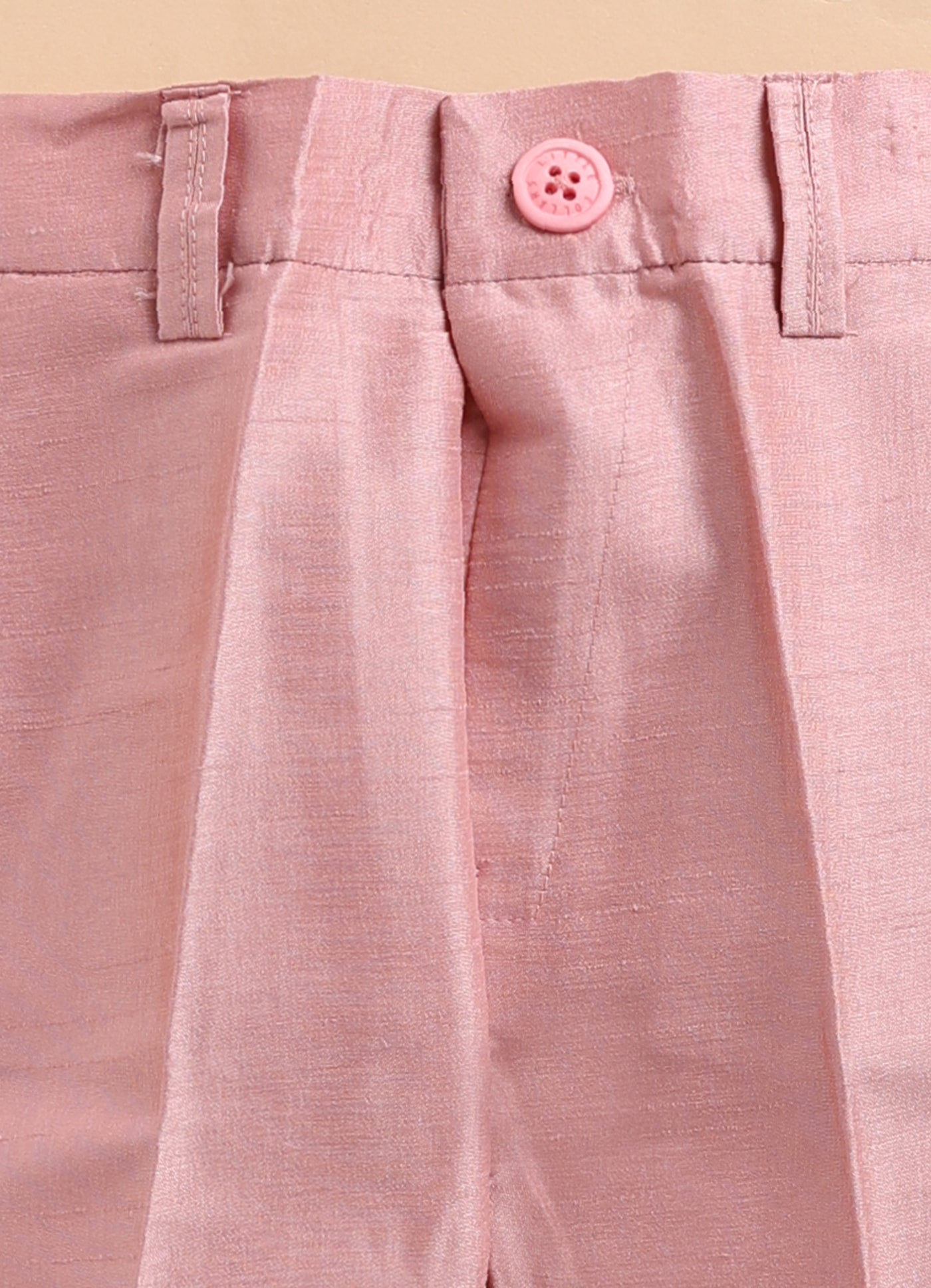 Blended Silk Full Sleeves Woven Sequins Embellished  & Abstract Embroidered Achkan With Pyjama and Brooch Ethnic Set - Peach
