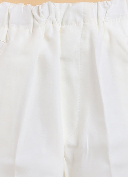 Boys Floral Jacquard Achkan, Trouser Partywear set - Cream