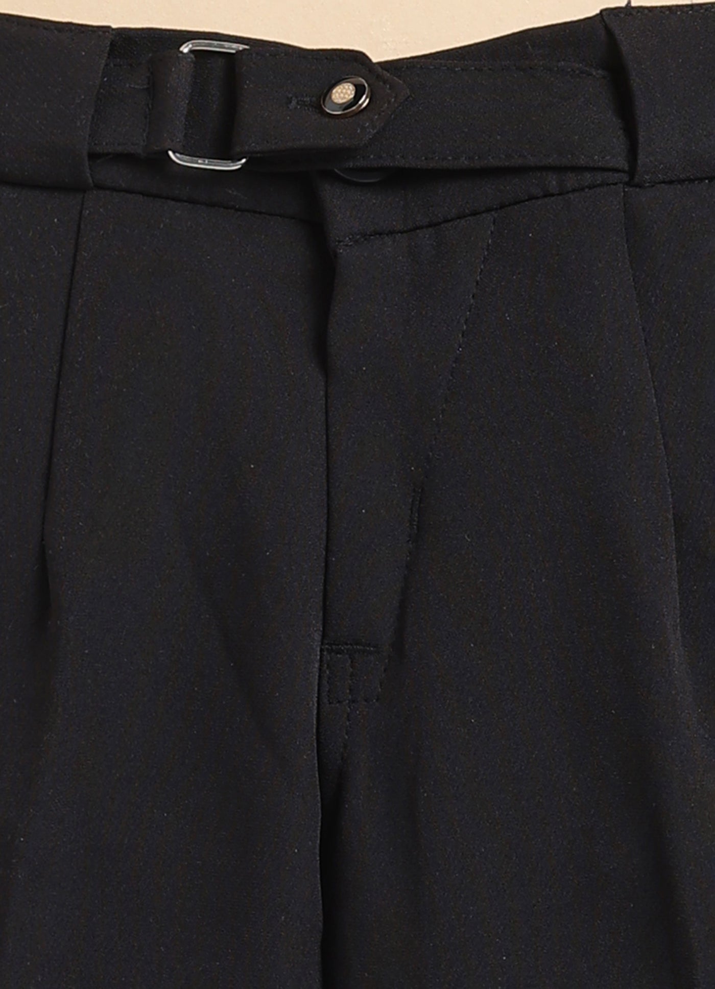 Poly Nylon Woven Full Sleeves Jacqaurd Shirt Pant with Tie and Tie Pin Set- Black