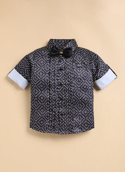 Formal Black Boys Shirt Pant Partywear Set - Black