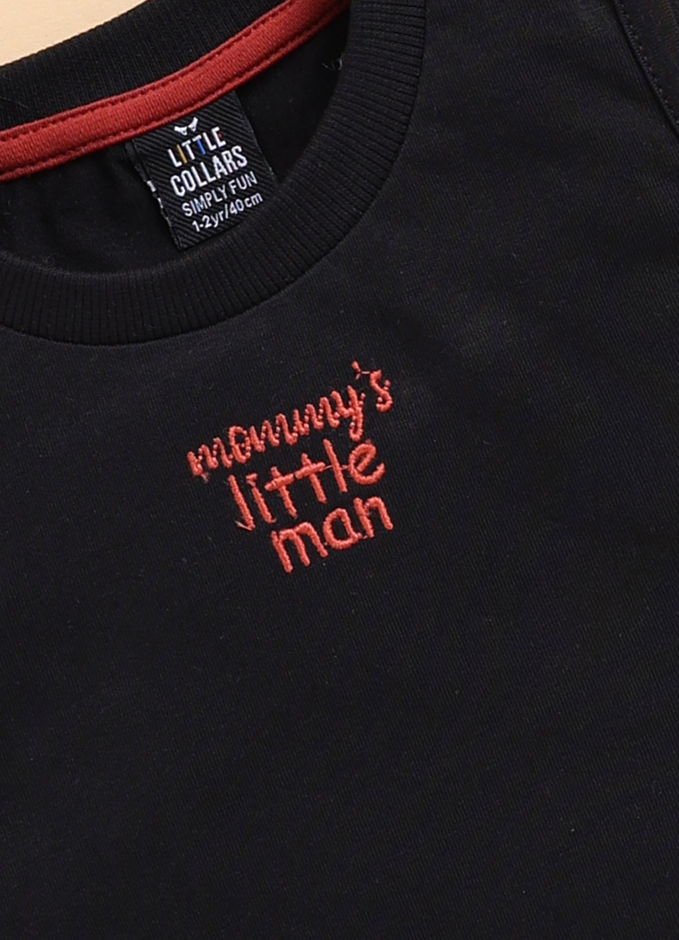 Boys Casual Pure Cotton Schiffli Shirt & Shorts Set with Tshirt - Black