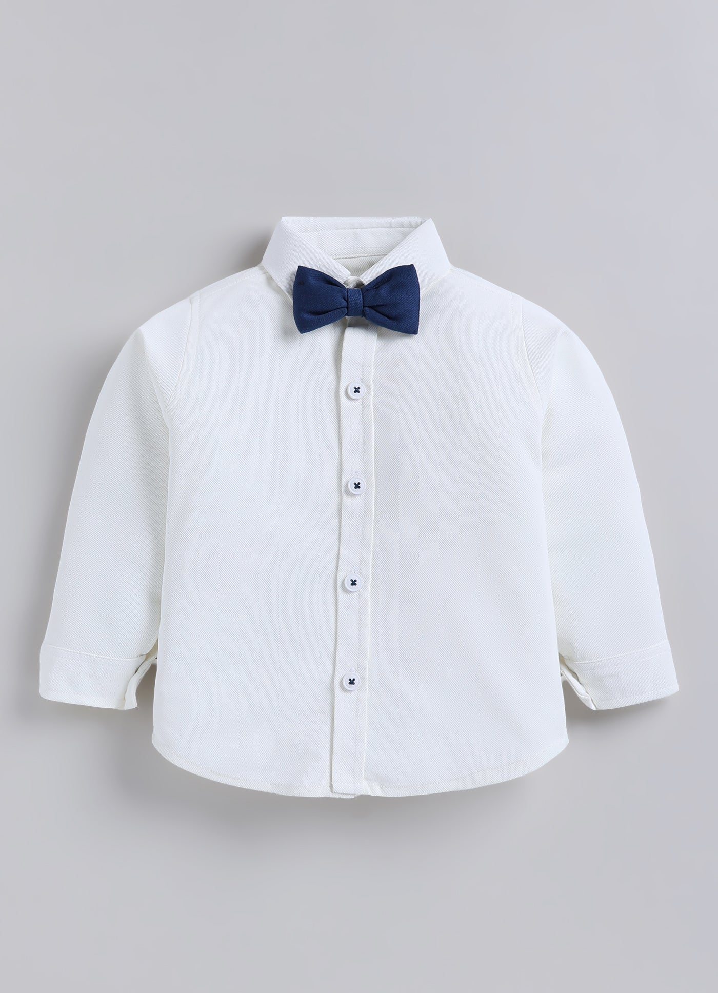 Boys Knitted Striped T-shirt, Shirt, Pant with Bow Casual Set- P.Blue