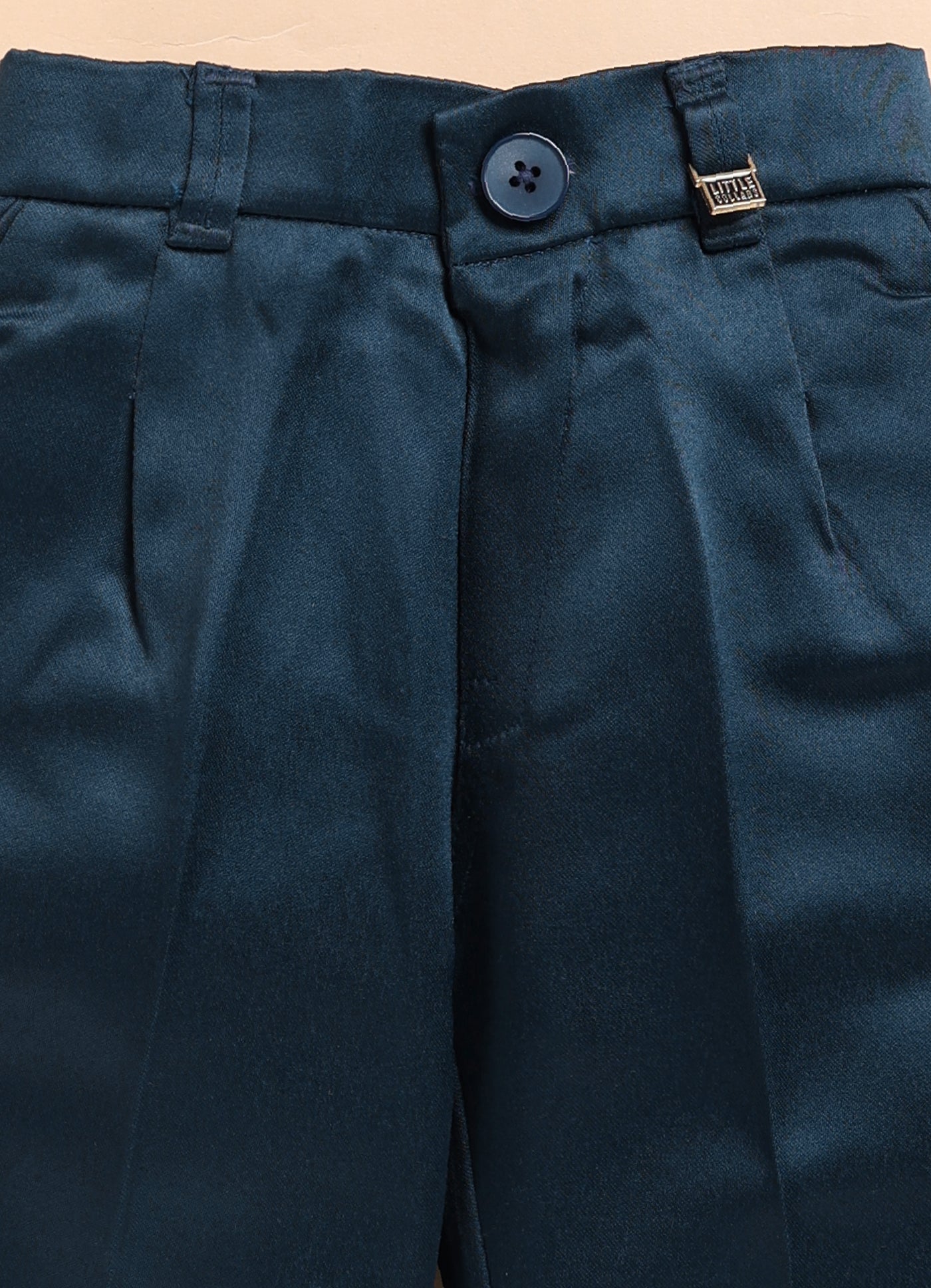 Velvet Woven Full Sleeves Self Textured Diagonal Design Prince Coat With Brooch & Solid Pant Party Wear Set - Blue