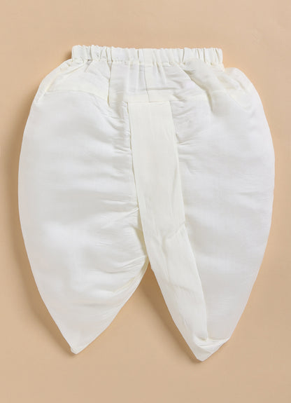 Blended Silk Full Sleeves Self Texture Elephant Hand Embroidered Achkan Bandh gala with Dhoti Ethnicwear Set- Green