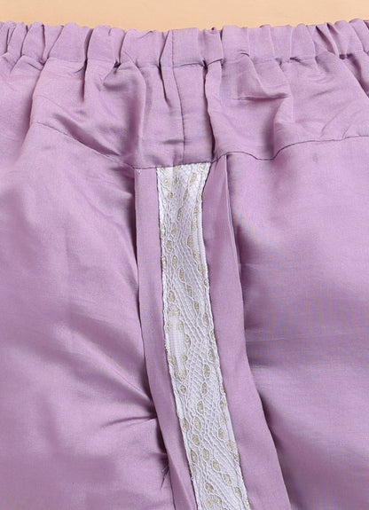Blended Woven Full Sleeves Zari Work Embellished  & Abstract Embroidered Achkan With Dhoti Pant and Brooch Ethnic Set - Lavender
