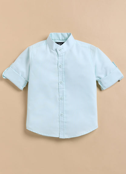 Blended Printed and Embroidered Woven Full Sleeves Zippered Nehru Jacket with Coloured Shirt Pant Brooch Set- Green