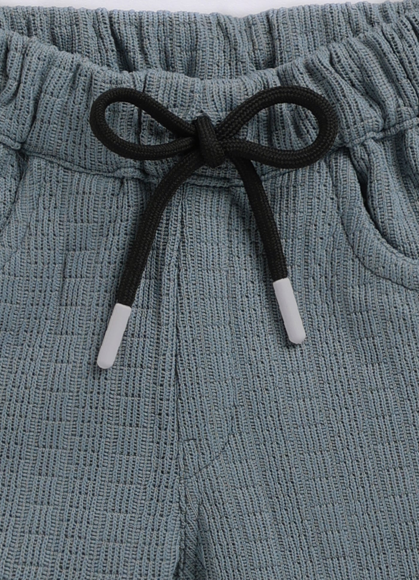 Blended Cotton Knitted Half Sleeves Solid Shirt with Shorts Coord Set- Blue