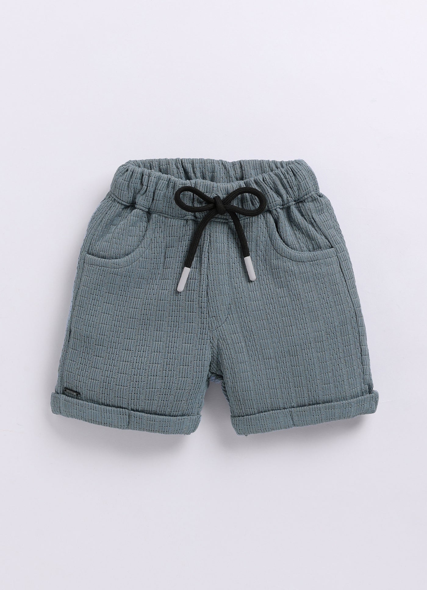 Blended Cotton Knitted Half Sleeves Solid Shirt with Shorts Coord Set- Blue