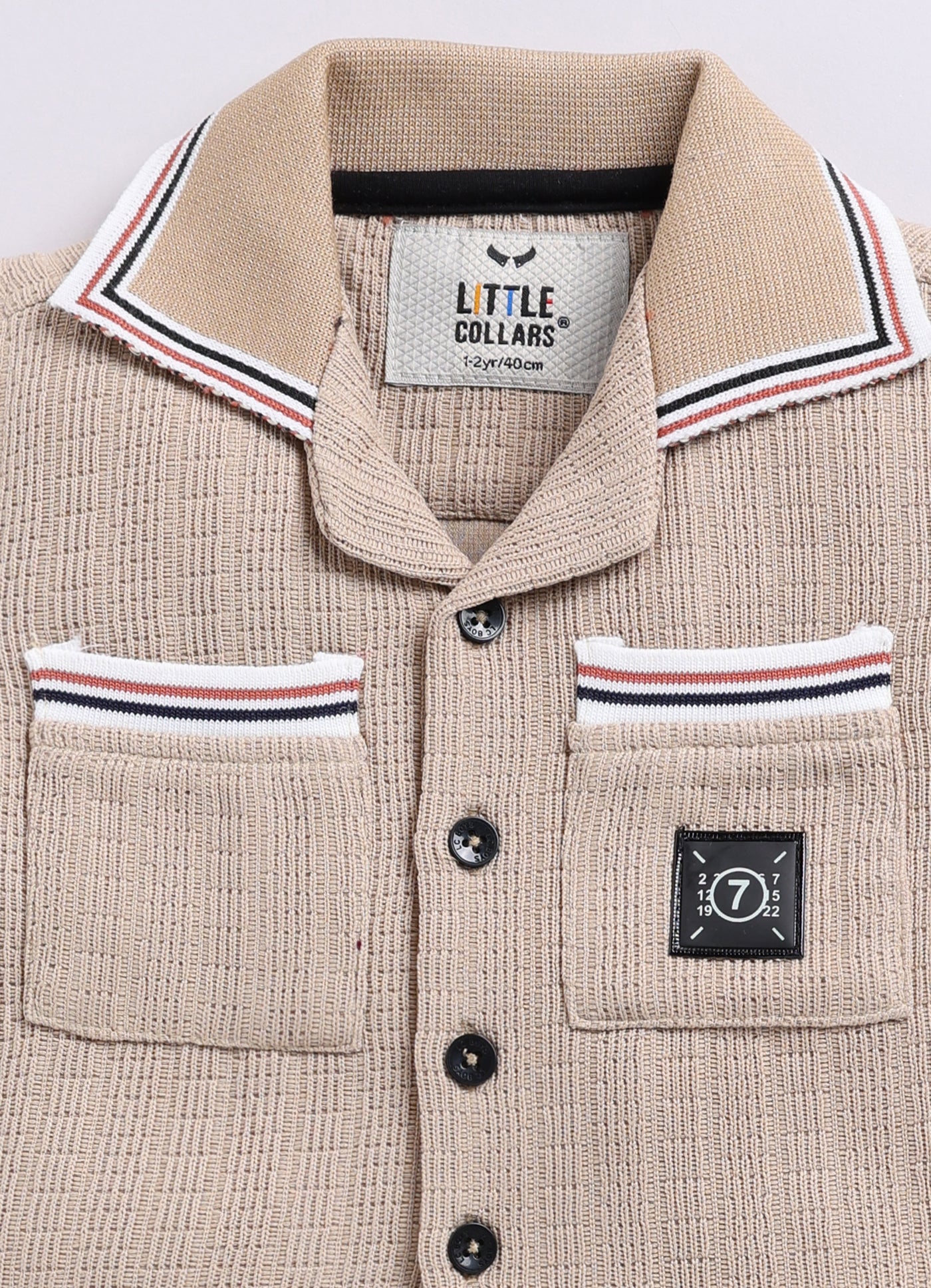 Blended Cotton Knitted Half Sleeves Solid Shirt with Shorts Coord Set- Beige