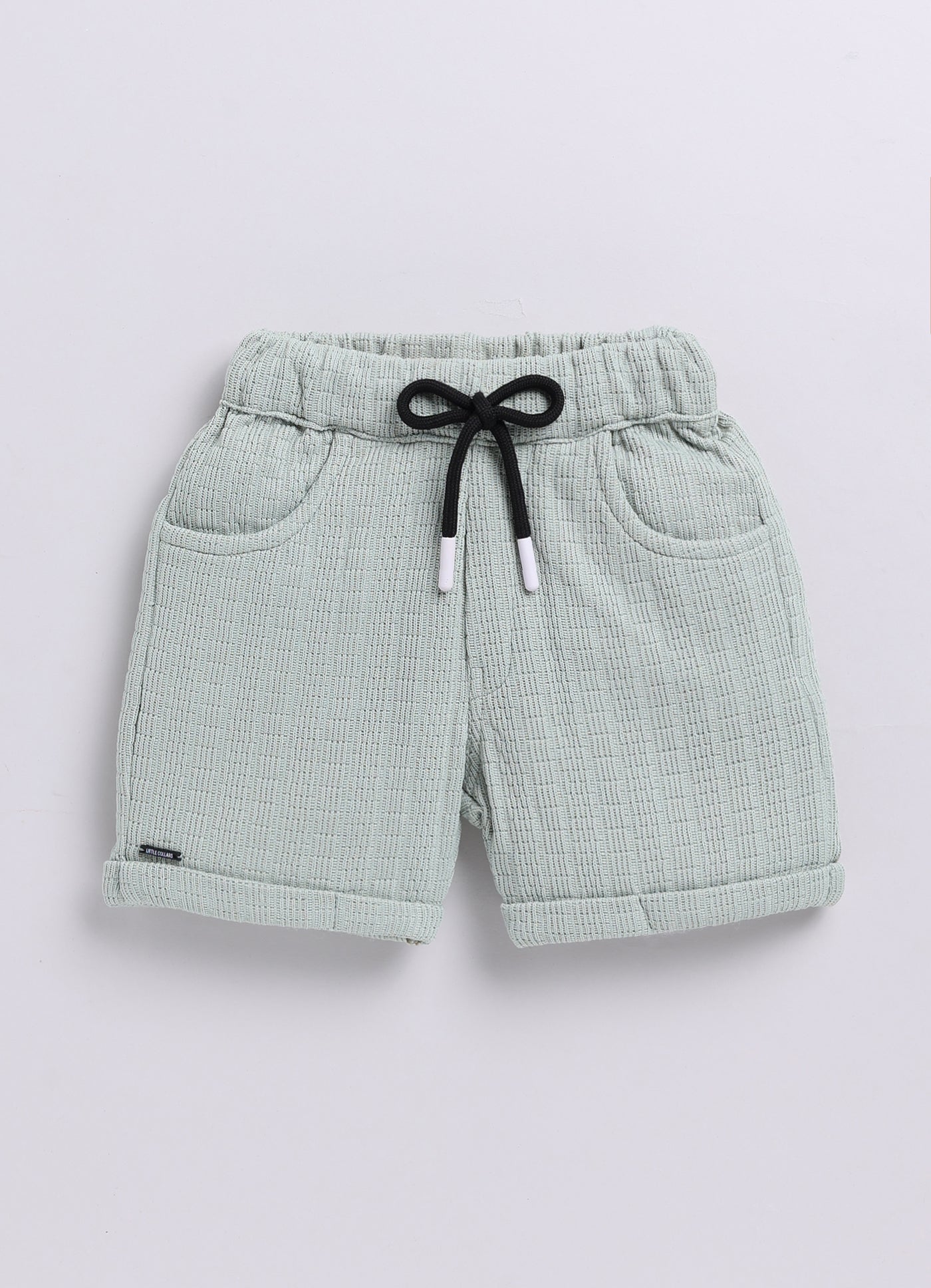 Blended Cotton Knitted Half Sleeves Solid Shirt with Shorts Coord Set- Green