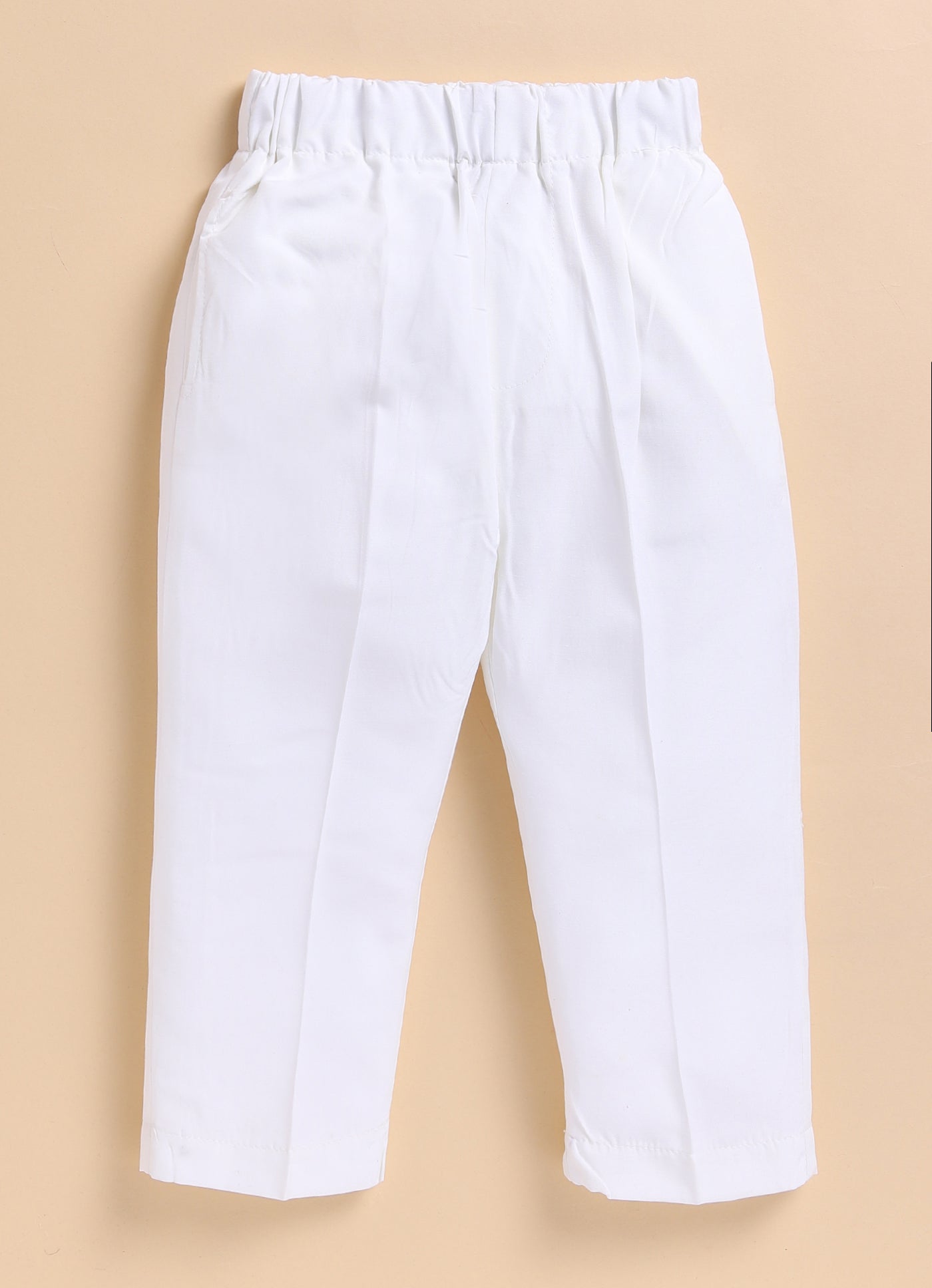 Blended Woven Full Sleeves Forest and Animal Printed Kurta Pajama Ethnic Set- Cream