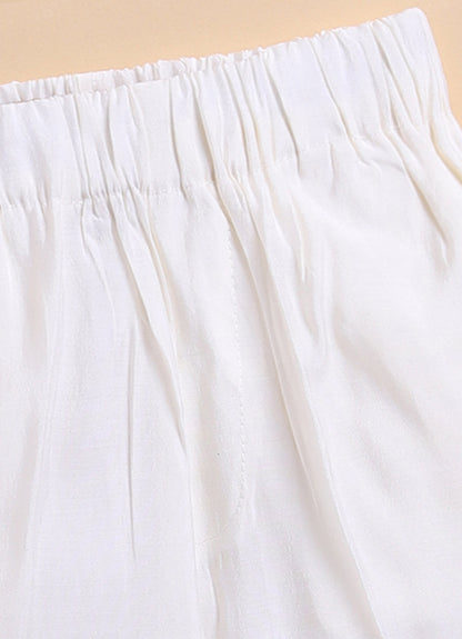 Blended Silk Full Sleeves Zari Embroidered Achkan Bandhgala Sherwani  with Pants Ethnicwear Set- White