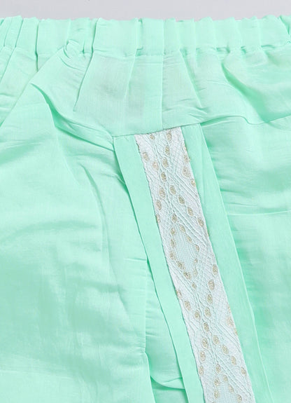 Blended Woven Full Sleeves Zari Work Embellished  & Abstract Embroidered Achkan With Dhoti Pant and Brooch Ethnic Set - Green