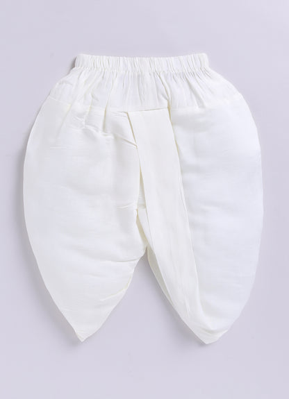 Blended Silk Full Sleeves Self Texture Elephant Hand Embroidered Achkan Bandh gala with Dhoti Ethnic wear Set- Peach