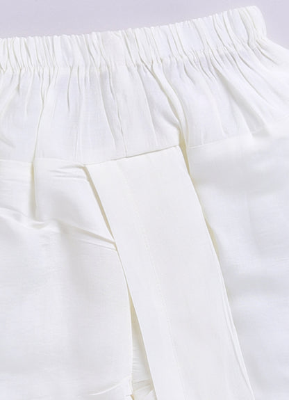 Blended Silk Full Sleeves Self Texture Elephant Hand Embroidered Achkan Bandh gala with Dhoti Ethnic wear Set- Peach