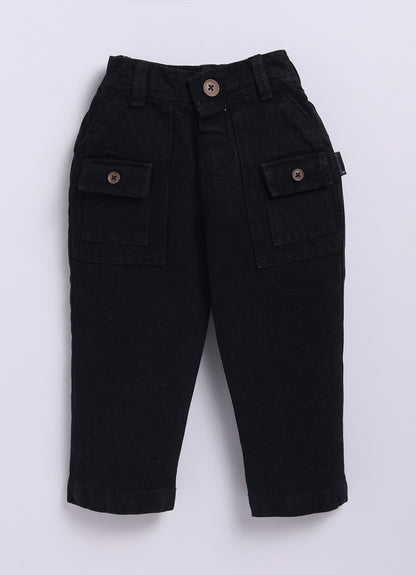 Organic Cotton All Over Lion Printed Woven Full Sleeves Cuban Collar Shacket with Denim Pants Casual Set- White