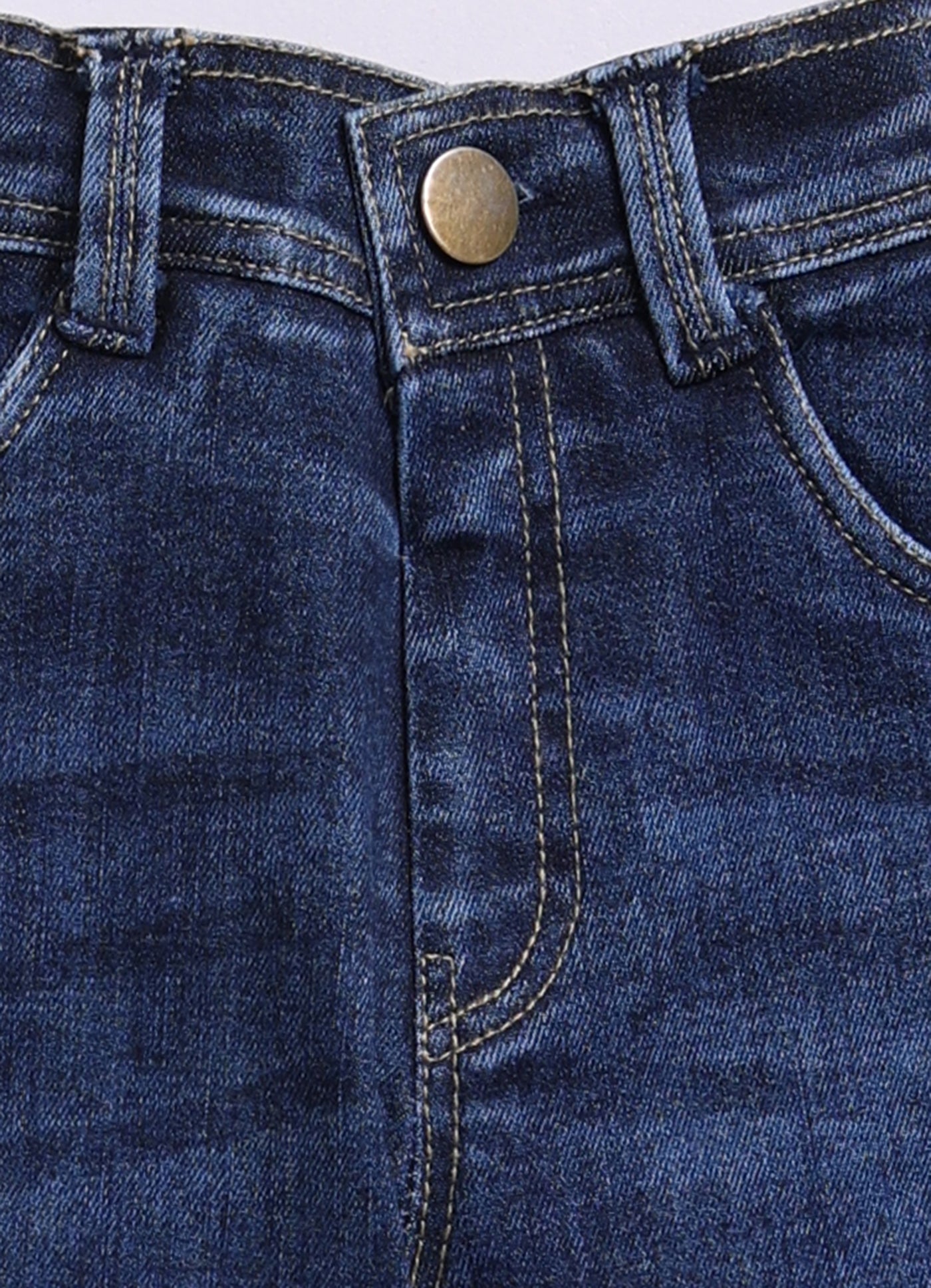 Blended Terry Toweling Abstract Printed Woven Full Sleeves Cuban Collar Shacket Printed T-shirt with Denim Pants Casual Set-Blue