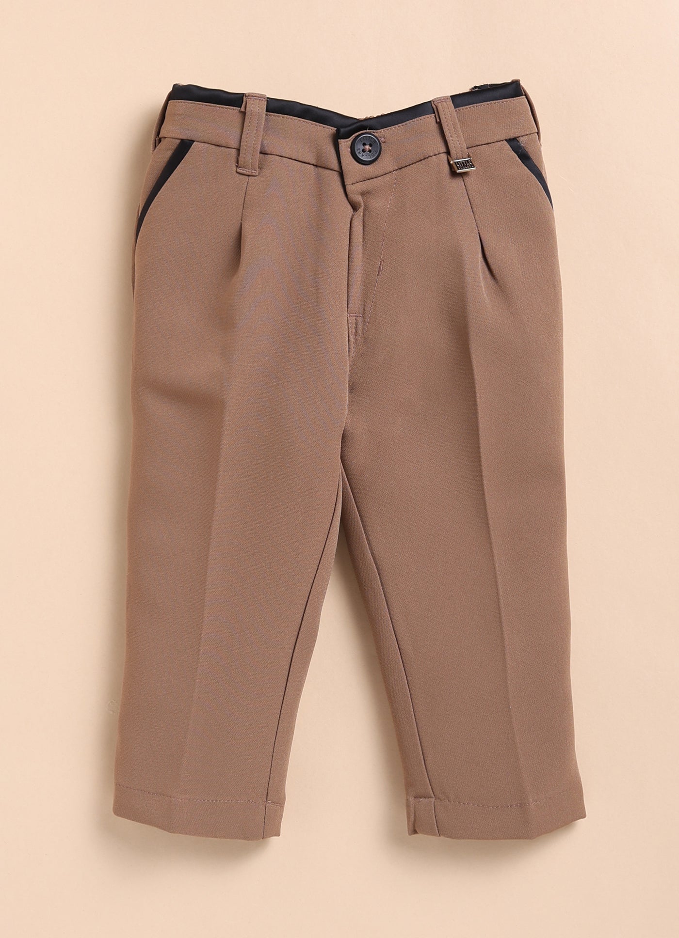 Jacquard Woven Full Sleeves Floral Waistcoat Pant with Shirt Bow and Brooch Jacket Set- Gold