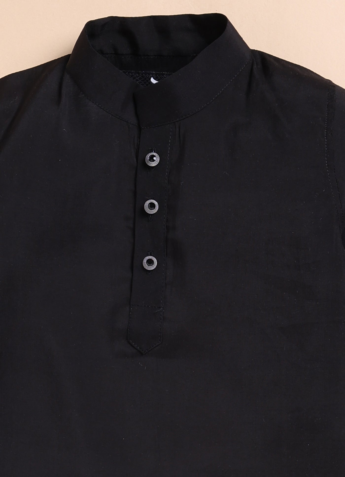 Boys Blended Silk Heavy Embroidered  Nehru Jacket Full Sleeves Kurta and Pajama with Brooch Ethnic Set - Black