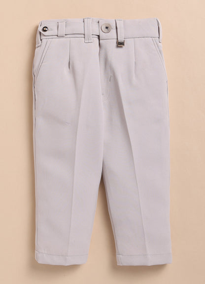 Blended Cotton Satin Solid Woven Full Sleeves Animal Embroidered Shirt Pant Set- Navy