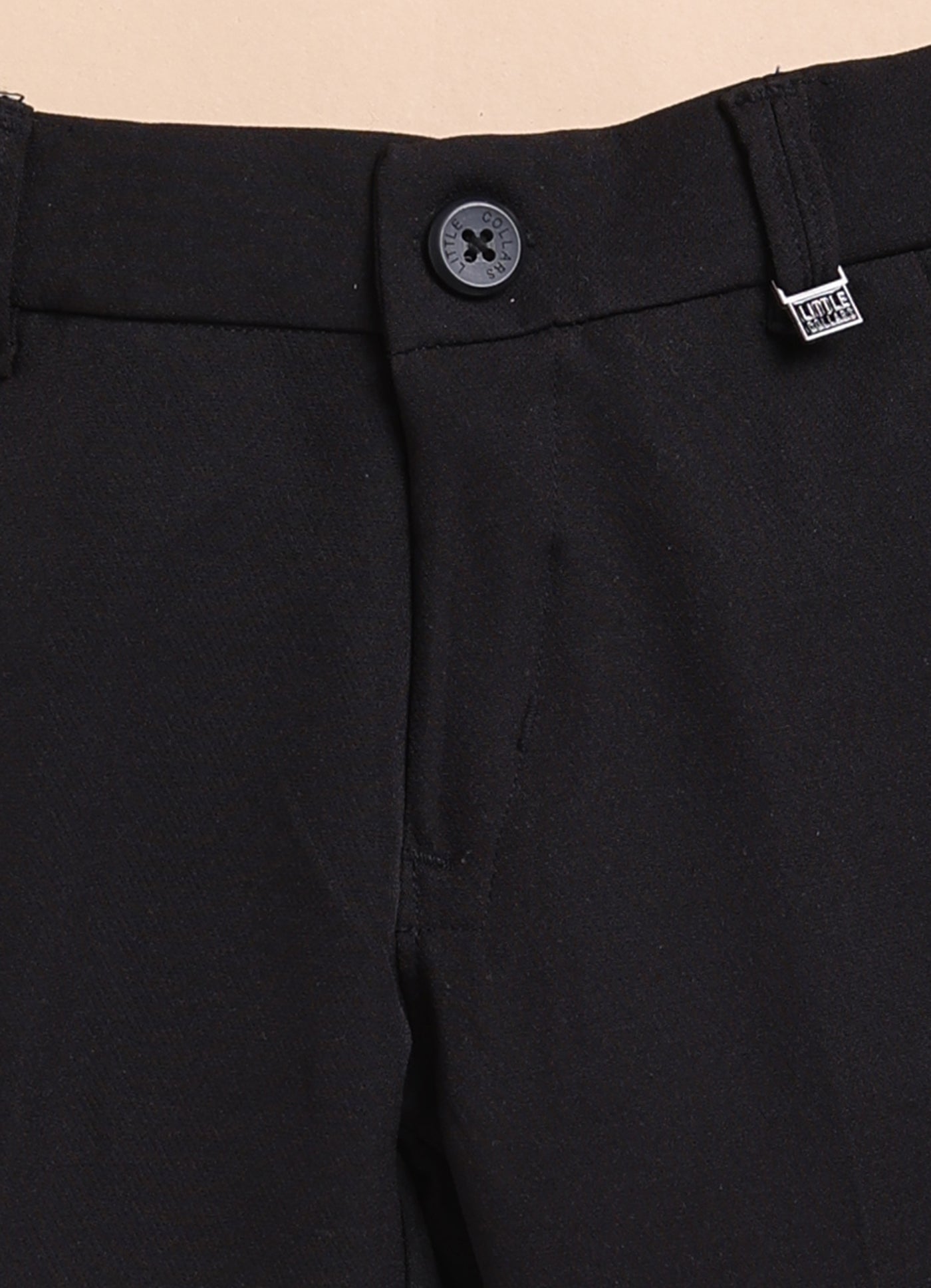 Blended Self Design Jaquard Full Sleeves Zippered Nehru Jacket Pant, Shirt, with Brooch Partywear Set- Black