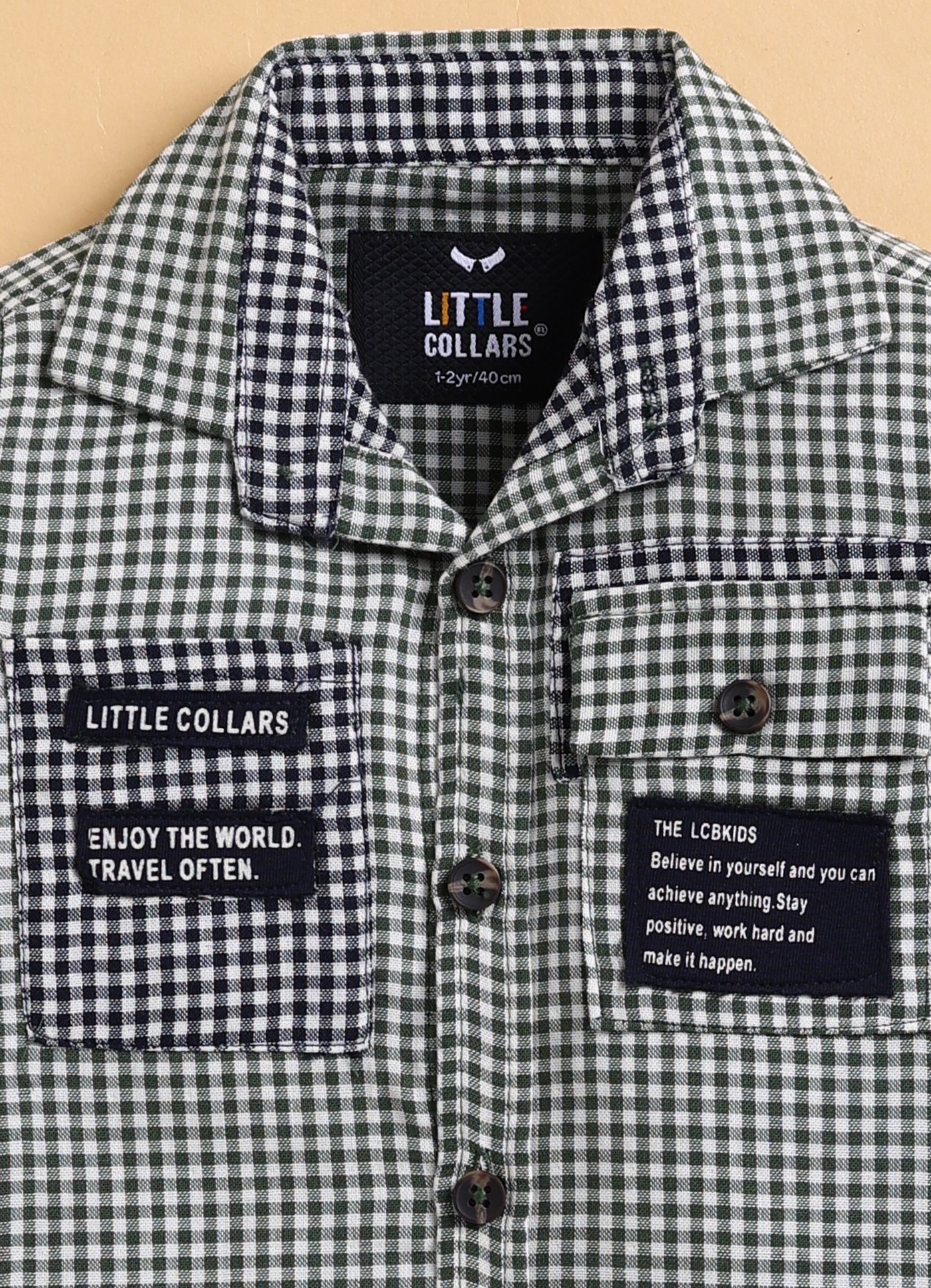 Pure Cotton Woven Double Cloth Full Sleeves Checks Shirt Pant with Tshirt Casual Set- Green