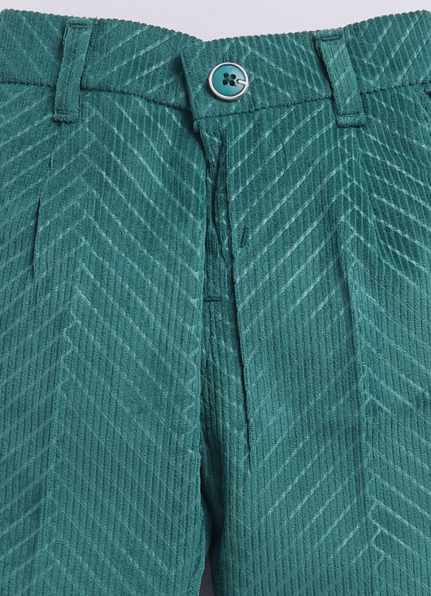 Boys Elegant Velvet Suede Patterened Partywear Jacket Set- Teal