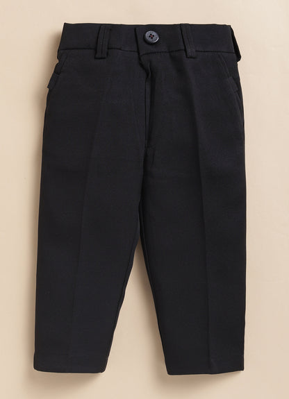 Blended Jaquard Woven Full Sleeves Coat Pant with Tuxedo Shirt, Bow and Brooch Pin Formal Coat Set- Blue