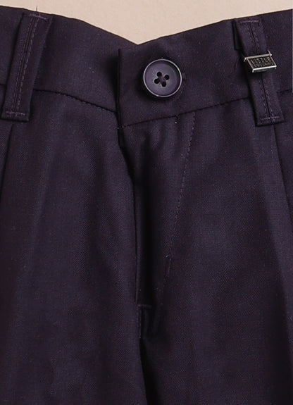 Blended Terry Woven Full Sleeves Solid Coat Pant with Printed Shirt, Bow and Brooch Pin Formal Coat Co-ord Set- Wine