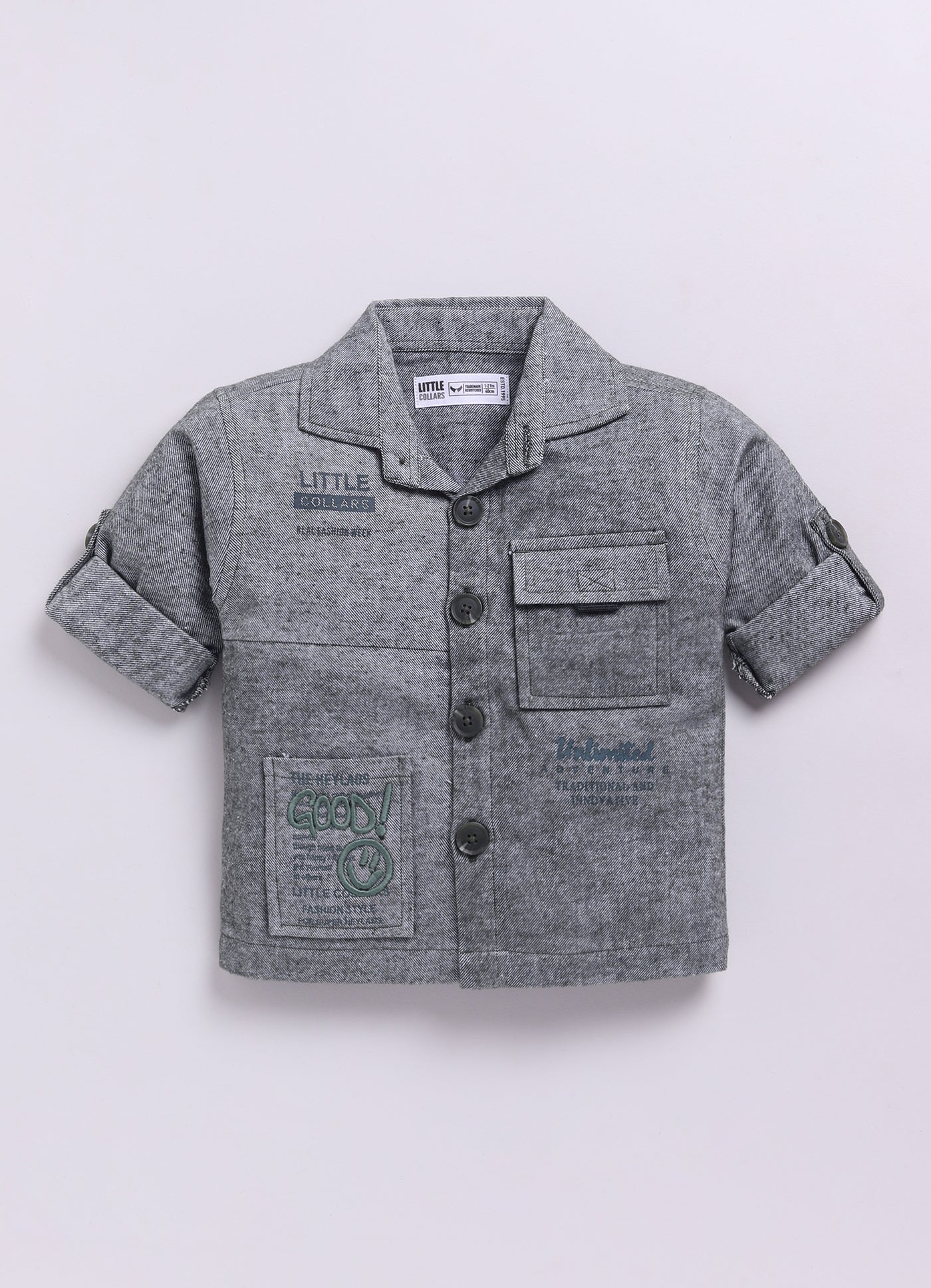 Cotton Woven Full Sleeves Solid Shacket Shirt Pant with Printed T-shirt Casual Set-Olive