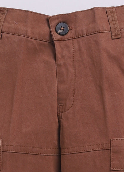 Cotton Woven Full Sleeves Solid Shacket Shirt Pant with Printed T-shirt Casual Set-Coffee