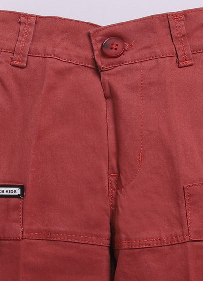 Cotton Woven Full Sleeves Solid Shacket Shirt Pant with Printed T-shirt Casual Set- Rust