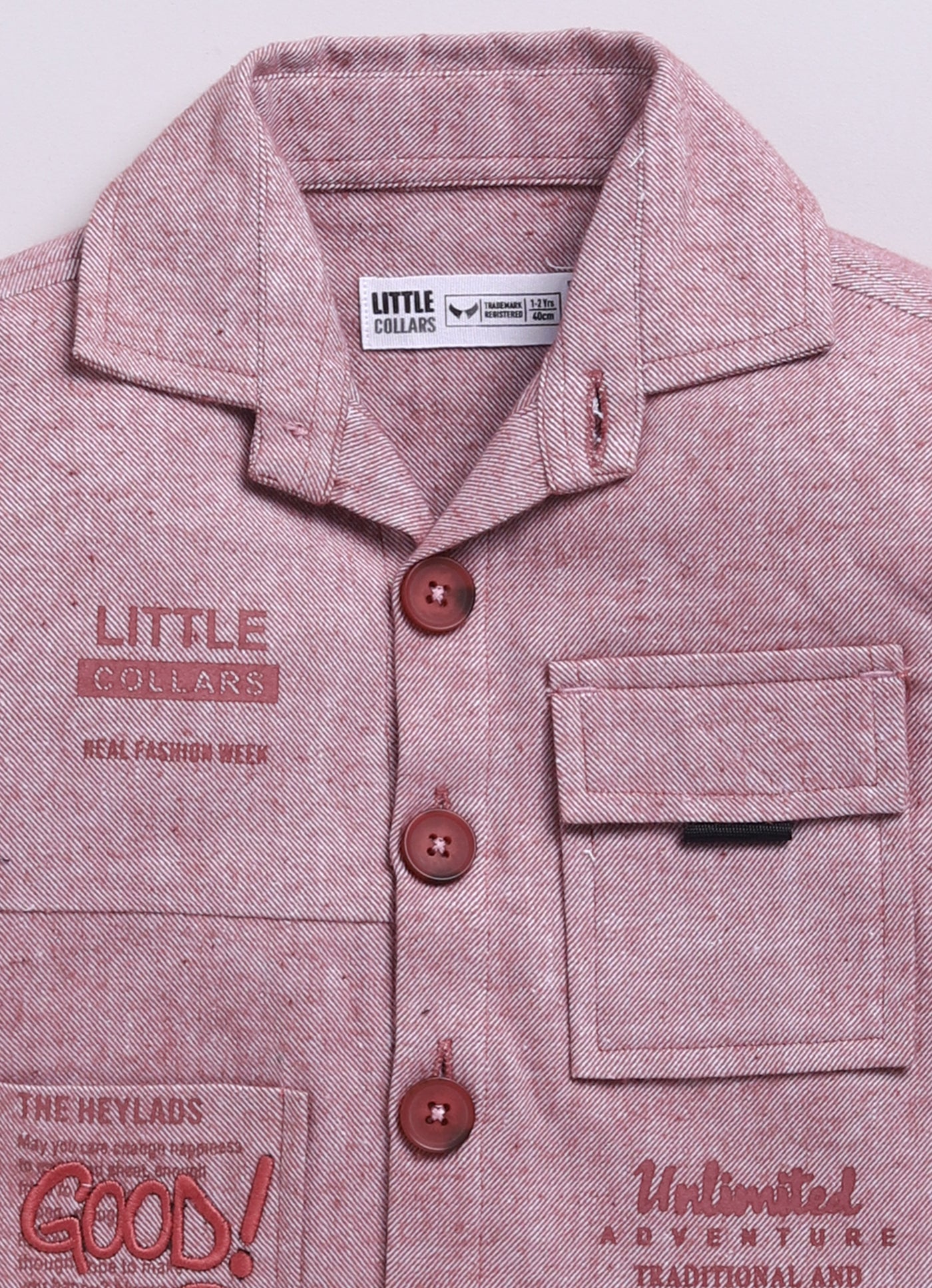 Cotton Woven Full Sleeves Solid Shacket Shirt Pant with Printed T-shirt Casual Set- Rust