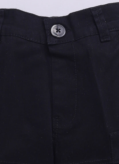 Cotton Woven Full Sleeves Solid Shacket Shirt Pant with Printed T-shirt Casual Set- Black