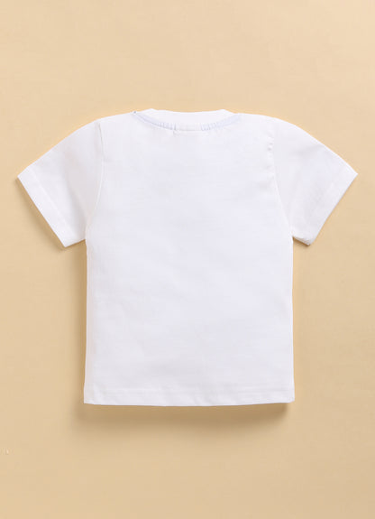 Blended Cotton Knitted Cloth Woven Full Sleeves Solid Coat Pant with Printed T-shirt Coat Coord Set- Blue