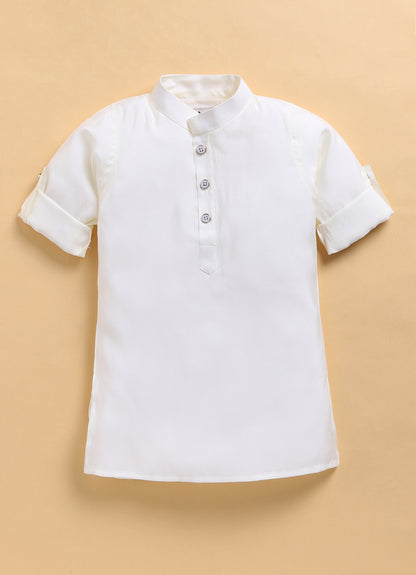 Cotton Silk Blend Woven Full Sleeves Festive Heavy Embroidered Ethnic Nehru Jacket Kurta and Pajama Set - Cream