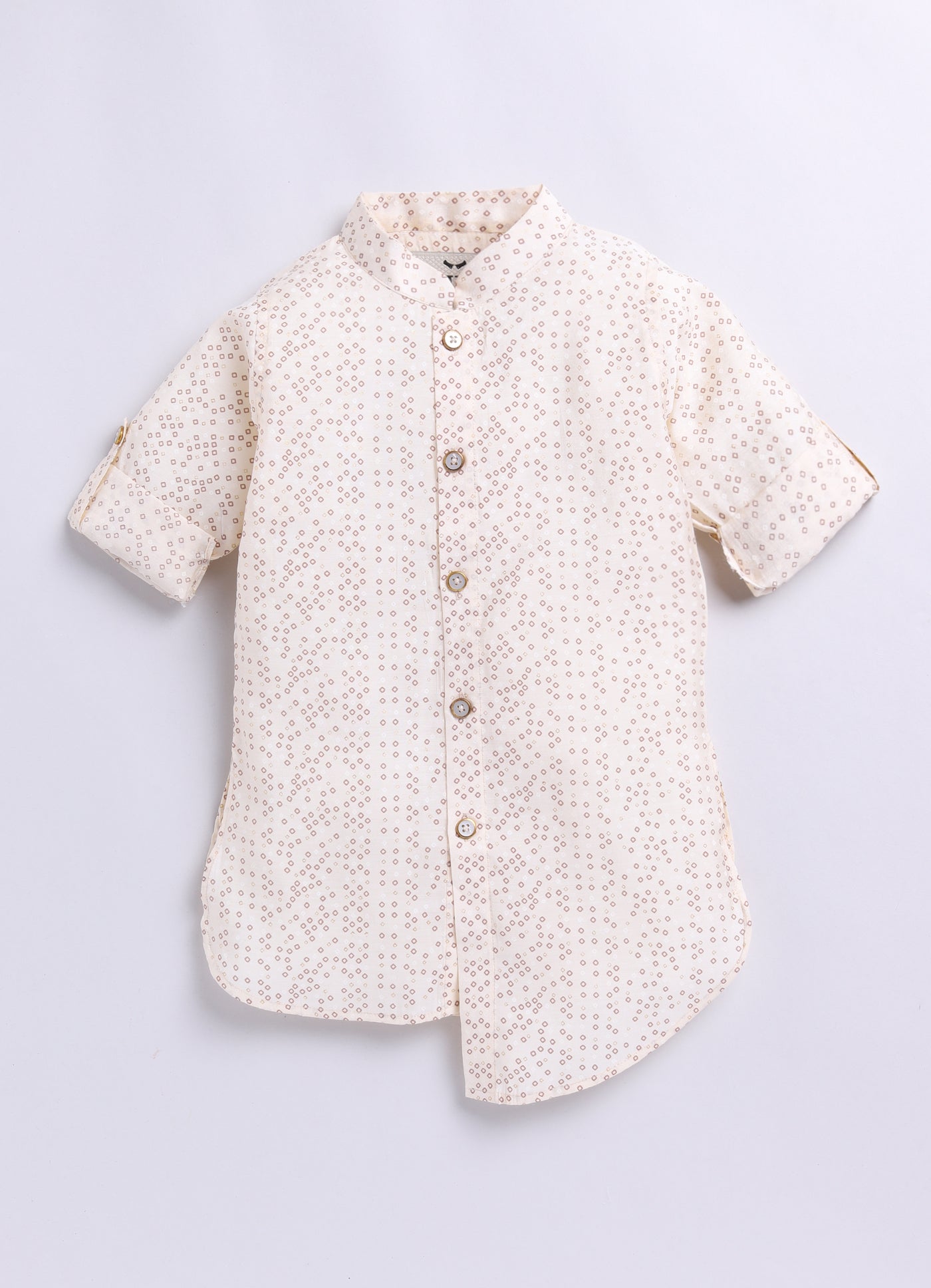 Super Comfortable and Soft Printed Kurta Pajama Jacket Set-Cream