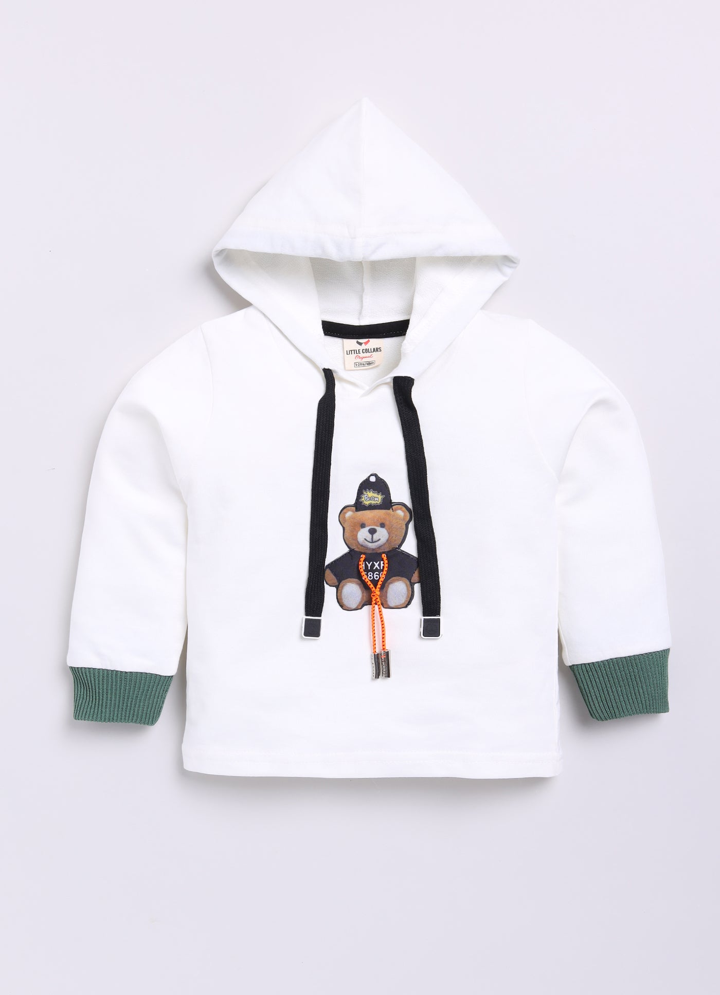 Blended Woven Technical Jacket Gilet with Utility Multi Pockets and Full Sleeves Hooded Teddy T-shirt and Trousers - Green