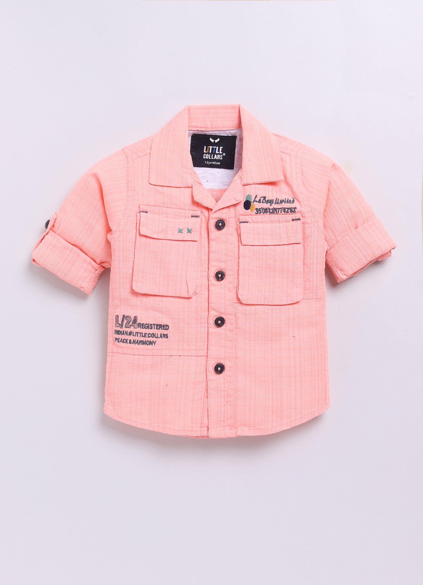Cotton Woven Full Sleeves Solid Shirt and Pants, Tshirt and Printed Scarf Casual Set-Peach