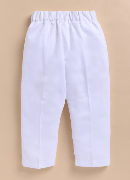 Cotton Blended Woven Full Sleeves Independence Day Special Kurta Pajama Set - White