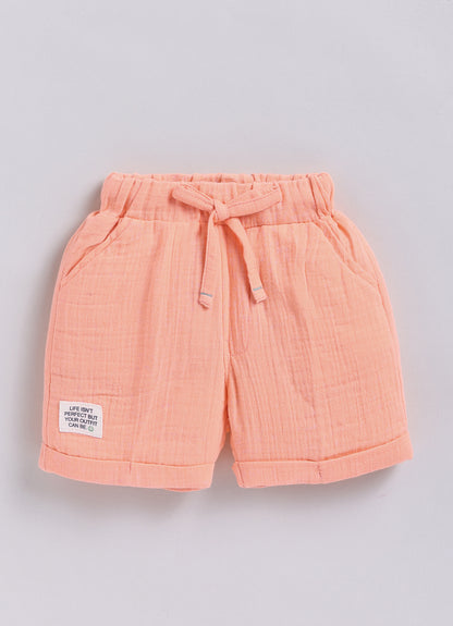 Boys Muslin Cotton Water Game Themed Shirt Pant Set- Orange
